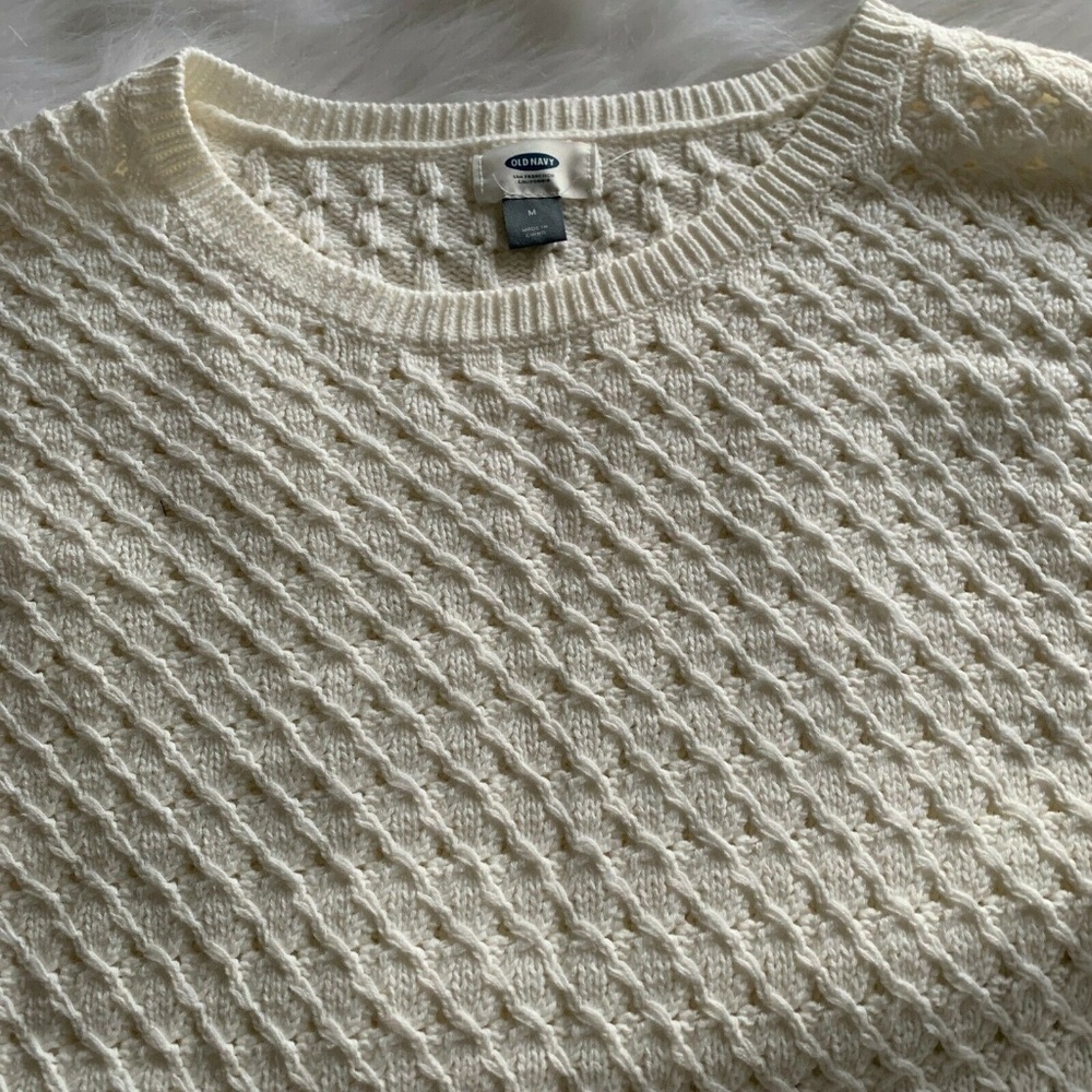 Old Navy Ivory Knit Long Sleeve Sweater Top - Picture 4 of 5